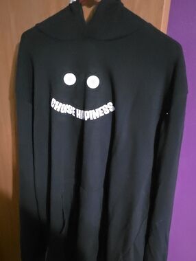 Choose Happiness Black Hoodie Dress - Women's Long Hoodie